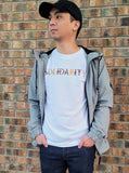 Solidarity One Tee. White 100% cotton t-shirt with graphic design.