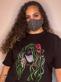 Masked Queen Tee. Black 100% cotton t-shirt with graphic design.